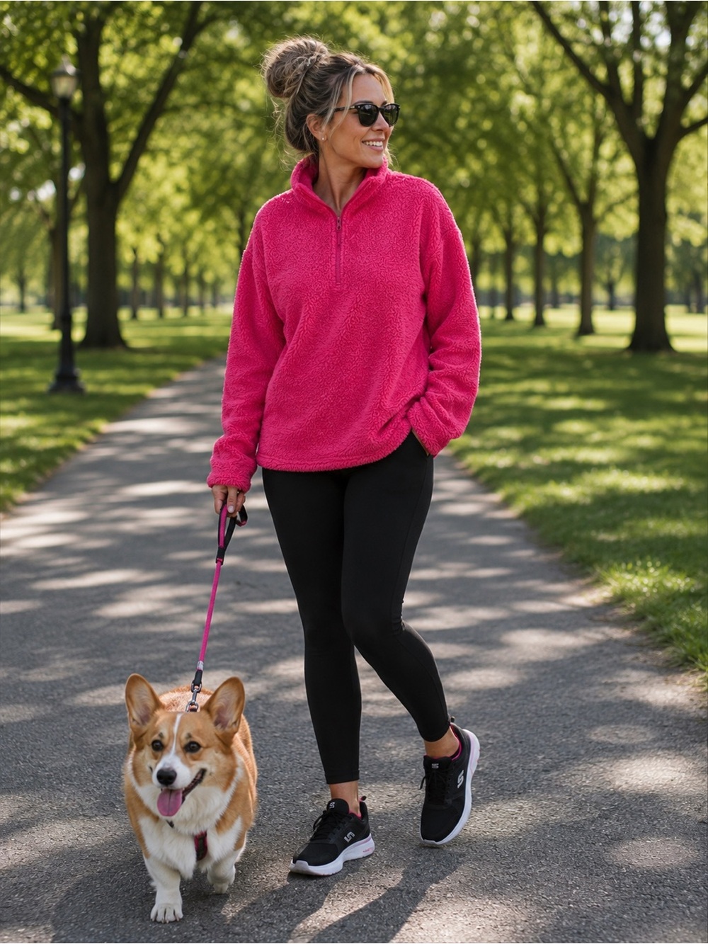🛍️Joe Fresh Bright Pink Plush Half-Zip Pullover Sweater